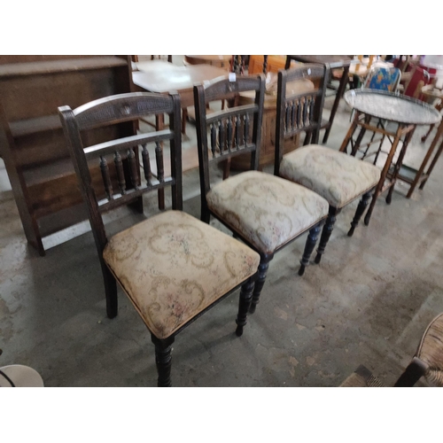 1737 - 3 carved back dining chairs with nicely upholstered seats