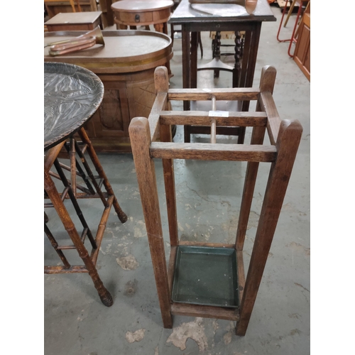 1739 - A traditional wooden umbrella stand with 4 sections, ideal for a period hallway