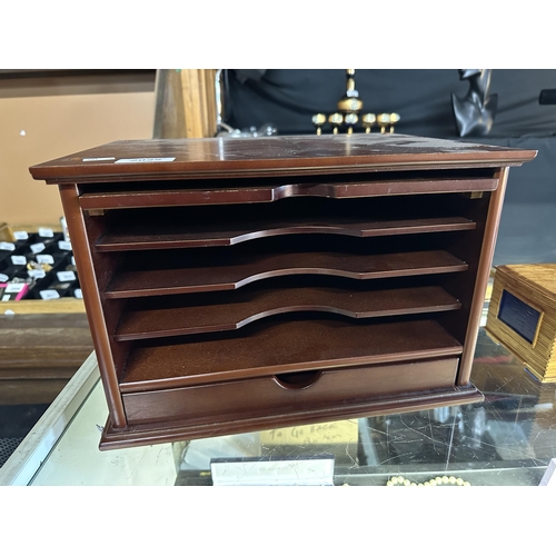 2022 - Wooden desk tidy with removable trays and drawer