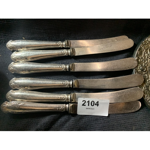 2104 - Set of six Hallmarked Sterling Silver handled knives