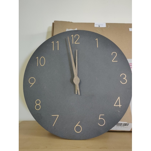 5 - Slate and gold coloured battery operated wall clock