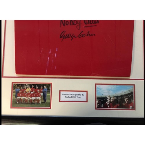 1474 - Collection of Autographs from the 1966 England World cup winners framed with certificate of authenti... 