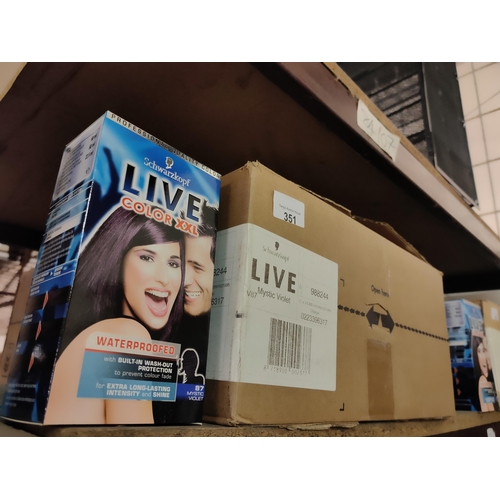 351 - BRAND NEW 
36 boxes of SCHWARZKOPF LIVE MYSTIC VIOLET HAIR DYE