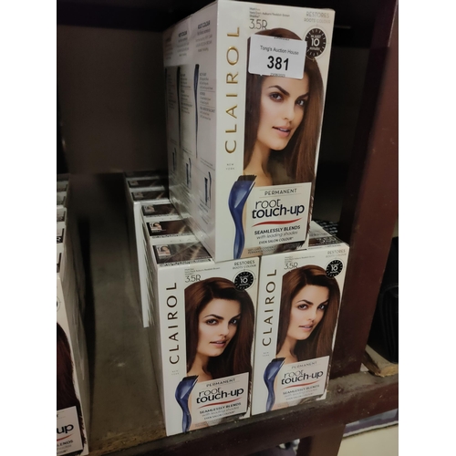 381 - BRAND NEW
15 BOXES OF CLAIROL PERMANENT ROOT TOUCH UP IN VERY DARK AUBURN/REDDISH BROWN