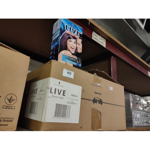 405 - BRAND NEW
36 BOXES OF SCHWARZKOPF LIVE MYSTIC VIOLET HAIR DYE