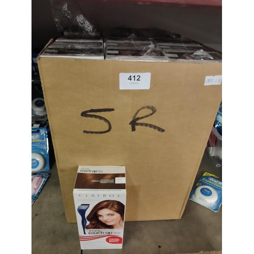 412 - BRAND NEW
36 BOXES OF CLAIROL PERMANENT ROOT TOUCH UP IN MEDIUM AUBURN/REDDISH BROWN