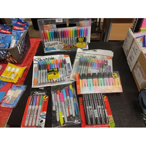 525 - Superb Sharpie collection, 2 boxes of 24, 1 box of 20, plus 5 large black Sharpie markers and Stabil... 