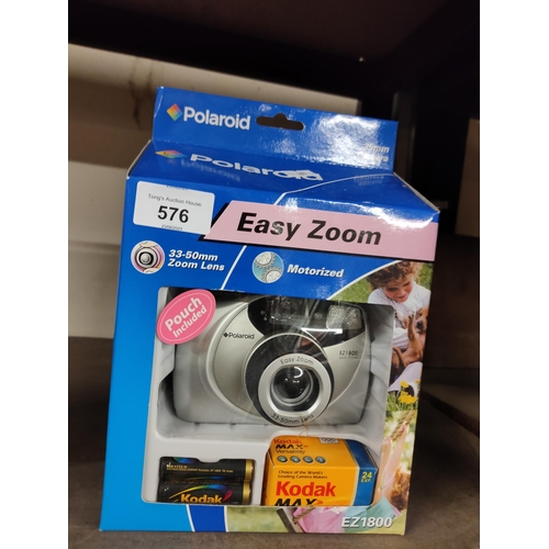 576 - NEW IN BOX Polaroid easy zoom 35mm motorized camera EZ1800 complete with film and batteries