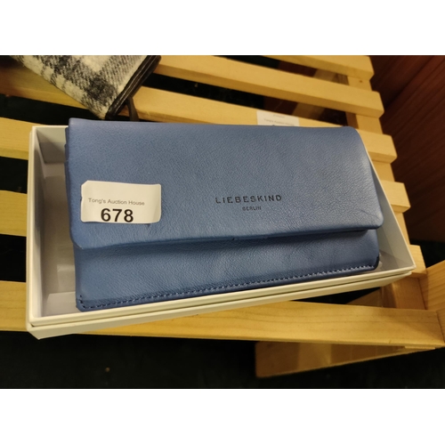 678 - Brand new in box, a Liebeskind leather purse in a beautiful blue