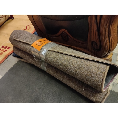 735 - Two brown 5' x 3' gel backed non slip rugs.