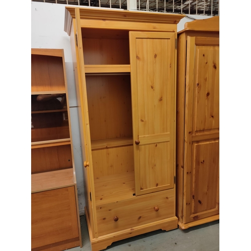 748 - 19cm H x 80cm W x 50cm D Pine wardrobe with shelf and drawer.