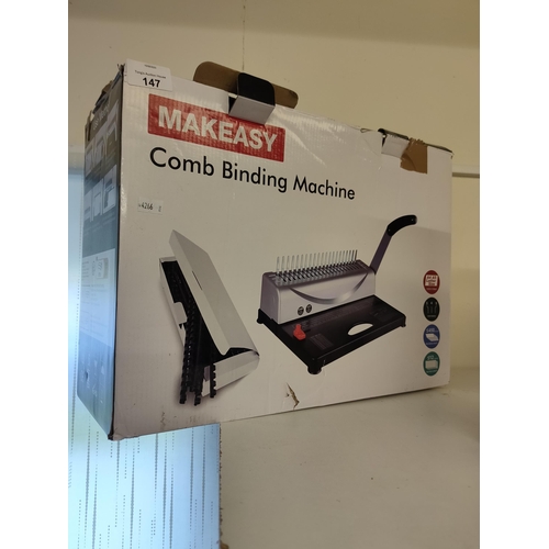 147 - Makeasy comb binding machine, works on A4 and A5