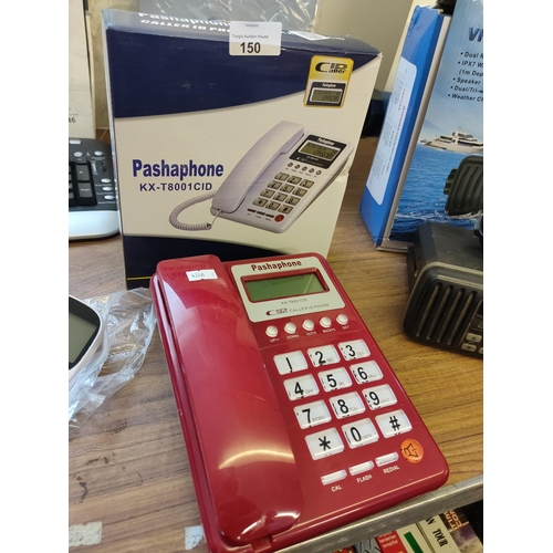 150 - Pashaphone KX-T8001CID telephone in a deep red colour