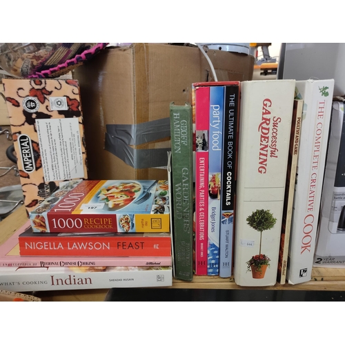 197 - large selection of cookery books including Nigella Lawson plus 2 large books on gardening