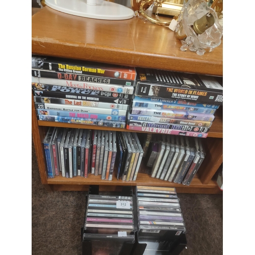 312 - Very large selection of war themed DVD's and music CD's including Pavarotti and Glenn Miller