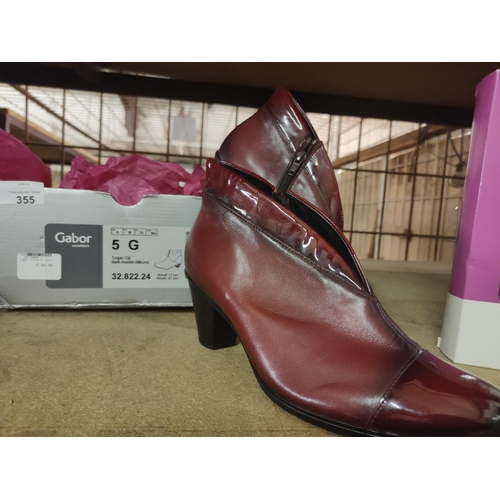 355 - Stylish Gabor comfort boot in a dark merlot colour, size 5. New in box. Original price £89.99