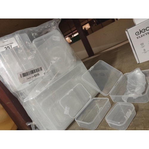 357 - Very useful bundle of small plastic hinge lidded storage boxes