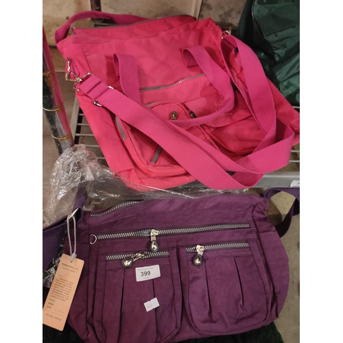 399 - 2 lovely practical and stylish bags, one a fabulous large pink shopper and the other of deep purple ... 