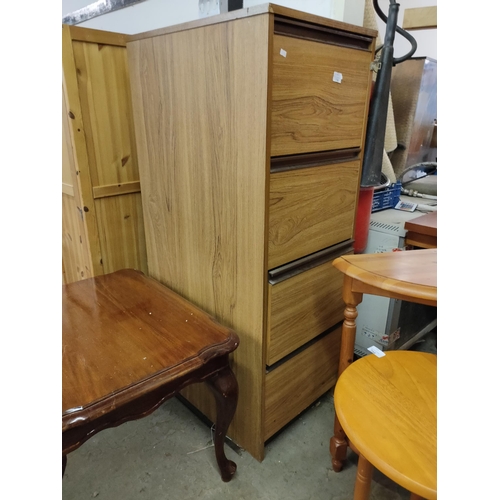 756 - Large 4 drawer lockable filing cabinet with a wood effect finish