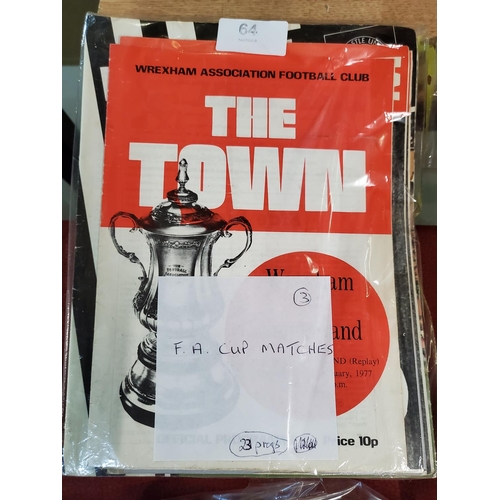 64 - Large selection of Wrexham FC programmes for FA cup matches between 1997 and 1992, 23 programmes in ... 