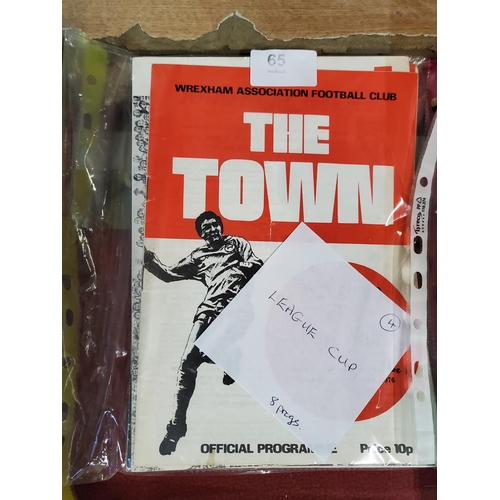 65 - Wrexham FC football programmes, FA League Cup matches from 1976 to 1990, 8 programmes in total