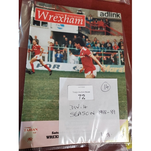 72 - Wrexham FC Div 4 Programme, 1989. One programme