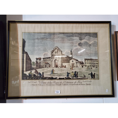 1182 - Large Antique framed and glazed print Very decorative