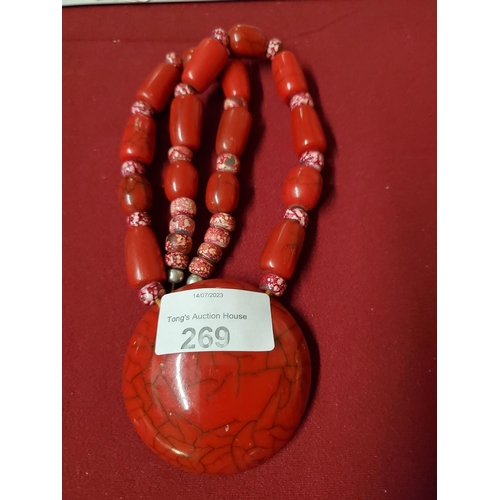 269 - Lovely large red beaded necklace, a real statement piece