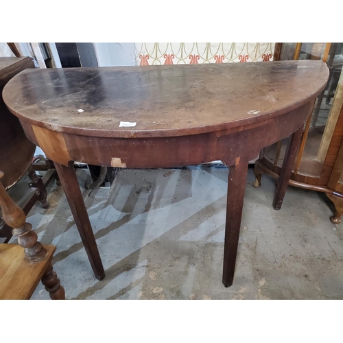 353 - Mahogany half moon console table. Great piece to use as is or ideal for upcycle project due to popul... 