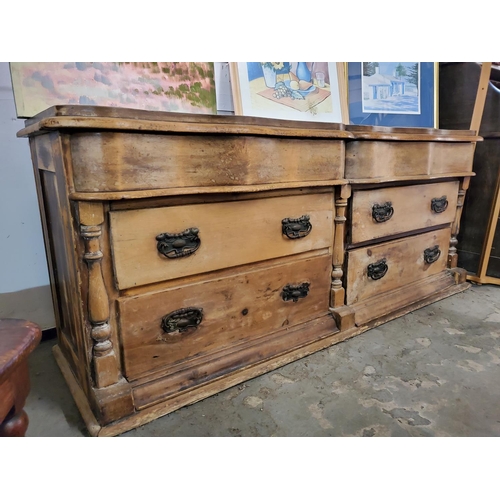 367 - Stunning farmhouse low sideboard, carved from pine, which has been sanded back to its natural colour... 