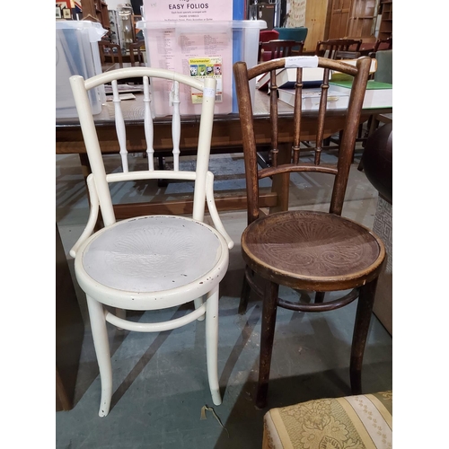 372 - Two bentwood chairs. 
1) Painted in cream gloss but looks vintage due to natural ageing. Original la... 