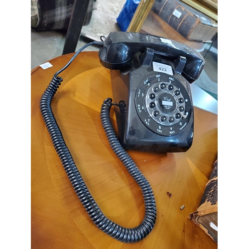 422 - Fabulous faux retro black telephone. It has a dial but with buttons to push instead of dialling. Com... 