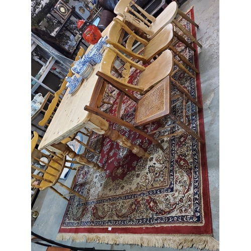 429 - Gorgeous large rug in Regency colours of deep reds and blues. Measures approx 190 x 300cm