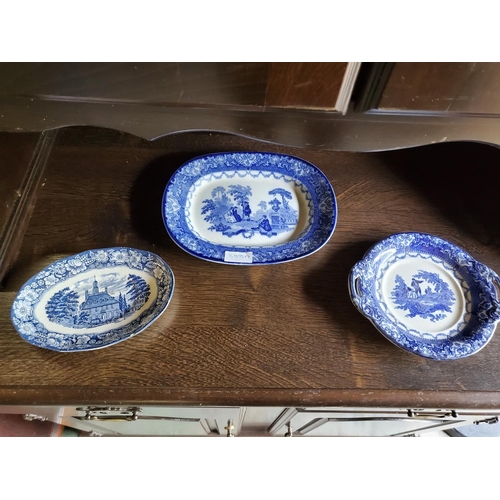 388A - 2 vintage blue and white Doulton serving plates plus a vintage Liberty Blue plate