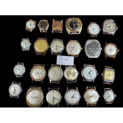 119 - Very large collection of gents wrist watches 24 in total