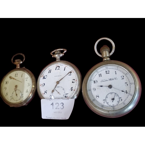 123 - Collection of 3 pocket watches all sold as seen but appear to be working