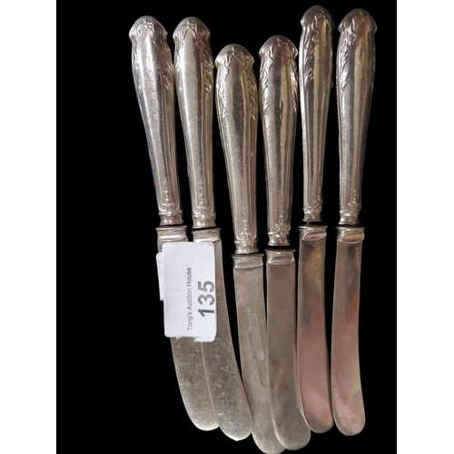 135 - Set of 6 small silver knives