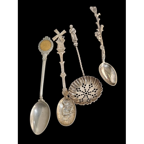 141 - Set of 4 decorative spoons, including silver