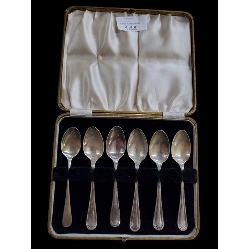 144 - Birmingham Silver tea spoons in original case