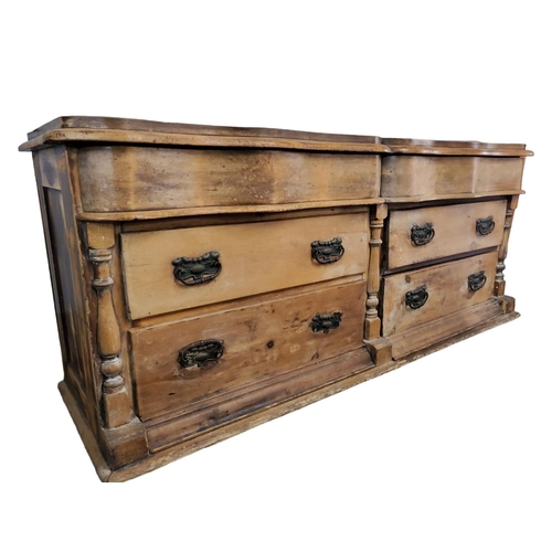 367 - Stunning farmhouse low sideboard, carved from pine, which has been sanded back to its natural colour... 