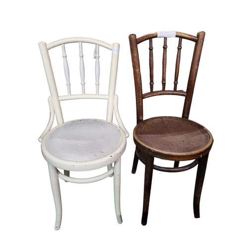 372 - Two bentwood chairs. 
1) Painted in cream gloss but looks vintage due to natural ageing. Original la... 