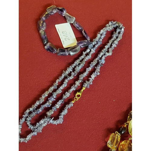 248 - Gorgeous Amethyst gemstone necklace and elastic bracelet