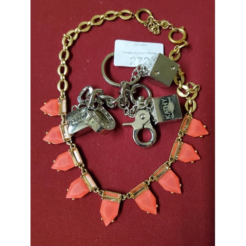 272 - Genuine Kathy Van Zeeland handbag charm together with a gorgeous Stella and Dot necklace with strawb... 