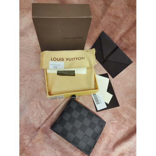 15 - Very stylish genuine Louis Vuitton wallet in box with protective fabric pouch