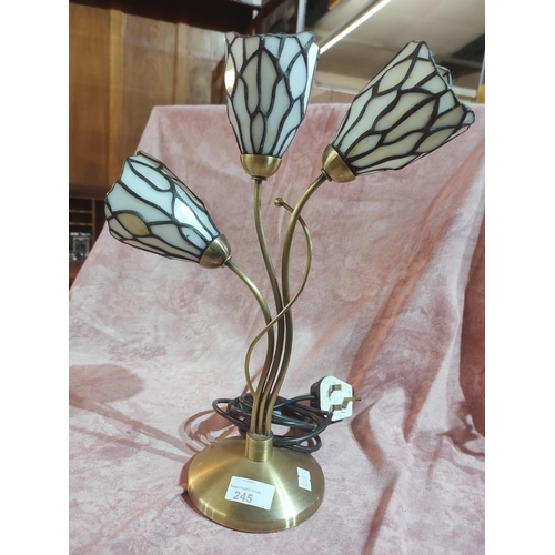 245 - to match 279 Polished brass lamp with tiffany style shades