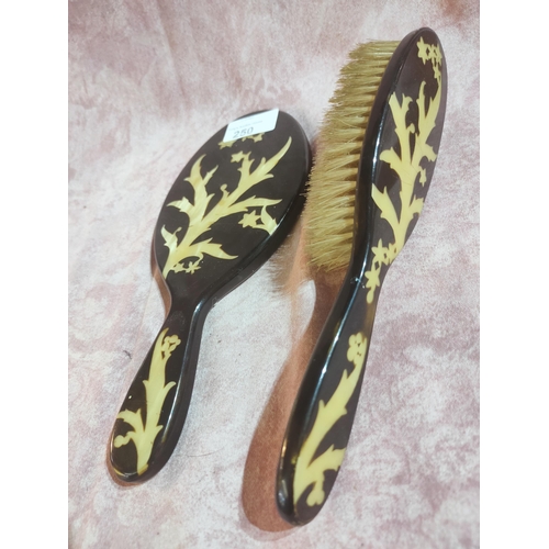 250 - Mid century dressing table set brush and mirror