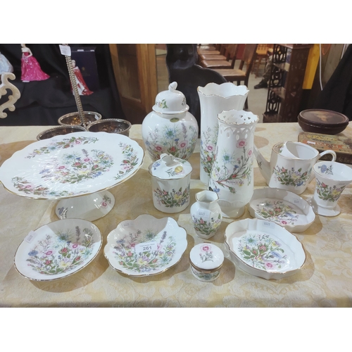261 - So pretty collection of dainty Aynsley Pottery including a cakestand, ginger jar and decorative plat... 