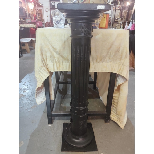 263 - Large black column wooden painted pedestal plant stand