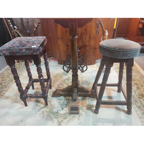 265 - 2 upholstered wooden bar stools
