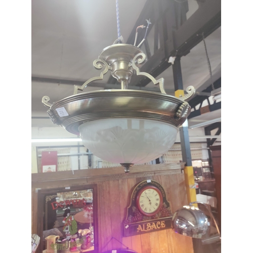 278 - Lovely glass and metal hanging pendant light fitting
